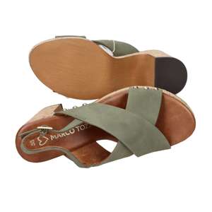 Sandalias de tacón para mujer Marco Tozzi, color verde militar, tacón de 9 cm, talla 37, plataforma, slingback - Product Image 6