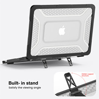 Étuis de luxe pour ordinateur portable MacBook Neo 13 2026 A3404 avec support pliable en métal, coque transparente en TPU givré et PC, dissipation thermique