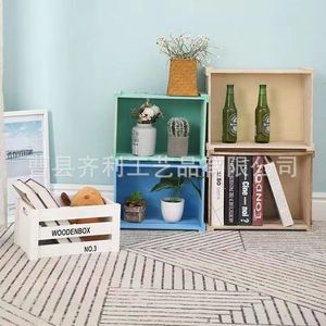 Wooden Crate <b>Storage</b> Box <b>Stackable</b> Rectangular Wood Box For Home Organization Multipurpose Decorative <b>Container</b> - Product Image 5