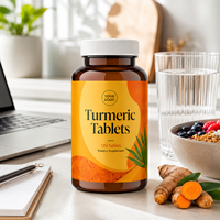 Comprimés de curcuma à marque privée, Curcuma avec curcumine, gingembre, poivre noir, fabricant OEM