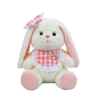 Bow yanxiannv cpc Bunny Customized Brand Plush Rabbit Doll Stuffed Animal Bunny Toy Rabbit Laying Down Safe Material for Baby