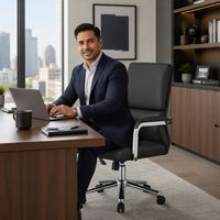 Chaise de bureau de direction en cuir PU de luxe léger, réglable en hauteur, pivotante