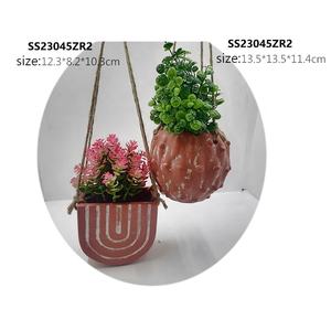<span class=keywords><strong>Vase</strong></span> en céramique avec logo personnalisé à <span class=keywords><strong>accrocher</strong></span> <span class=keywords><strong>au</strong></span> <span class=keywords><strong>mur</strong></span> en corde de chanvre style nordique avec bouche de fleurs pour la décoration de cour - Product Image 4