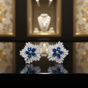 Orecchini Dikue E1413 con Diamante Blu Taglio a Pera, Gioielli Classici da Sposa per Donna - Product Image 2