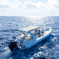 Fabricant de Qingdao, bateau pneumatique rigide de luxe, 17-27 pieds, coque en fibre de verre, RIB certifié CE, à vendre
