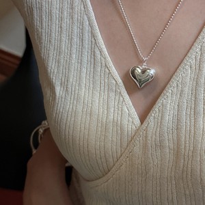 Collar de Plata de Ley S925 con Corazón Hueco Estilo Coreano, Cadena para Clavícula Minimalista, Moderna y Retro, Venta al por Mayor - Product Image 2