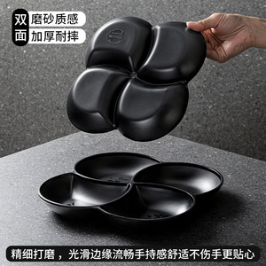 Kaiboya Melamine Divided <b>Plate</b> <b>Black</b> Irregular Shape For Hotel Restaurant Party Snack Serving Anti Drop Durable Tableware - Product Image 3