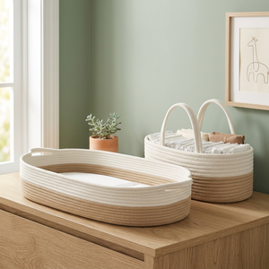 Paniers de rangement cubiques en rotin tressé à la main avec poignées et doublure pour organiseur de couches de bébé, étagères et décoration - Product Image 4