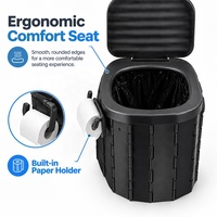 Toilette de camping portable pour adultes, seau de toilette de voyage avec couvercle 30L gris, pot anti-fuite pour camping-car, voiture et bateau