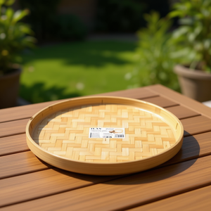 Vassoio in bambù ILAN, rotondo, 30 cm, intrecciato, naturale, per servire - Product Image 2