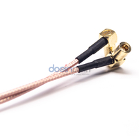 Connecteur coaxial RF plaqué or nickel 50 ohms, assemblage de câble SMB mâle vers femelle angulaire