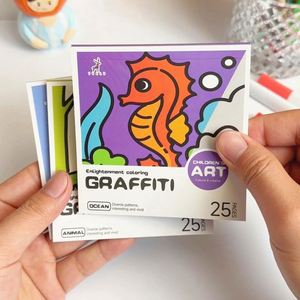 Livre de coloriage portable pour enfants avec album de peinture, mini-aquarelle et notes autocollantes - Product Image 1