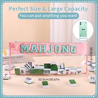 Luxe op maat gemaakte Amerikaanse reistas met grote capaciteit voor Mahjong-dobbelstenen, transparant, met opbergvakken voor de stenen.