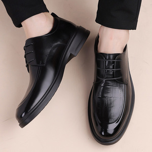 Chaussures habillées en cuir pour hommes, style Oxford, bout rond, à lacets, antidérapantes, pour le bureau et les occasions professionnelles, couleur unie, semelle extérieure en caoutchouc, cuir véritable, collection automne - Product Image 4