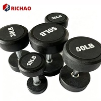 Haltères commerciaux personnalisés en fonte, équipement de fitness, poids libres, revêtement caoutchouc, 5lbs - 100lbs, haltères ronds pour salle de sport