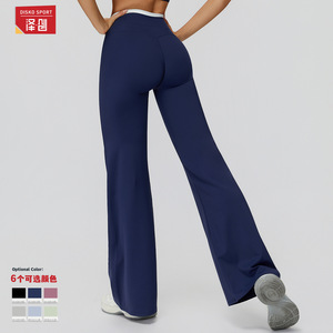 Pantalon de yoga évasé taille haute respirant pour femme Disko Sport avec coutures contrastées ECK3129 2 - Product Image 2