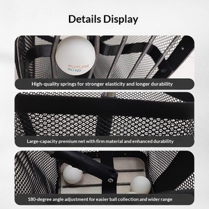 Pang Bote Ramasseur de balles de tennis de <span class=keywords><strong>table</strong></span>, <span class=keywords><strong>hauteur</strong></span> réglable 64-100 cm, capacité de 150 balles, dispositif de rangement portable avec filet en maille - Product Image 3