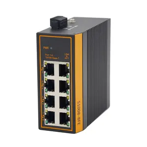 Yönetilmeyen 8 portlu 100Mbps endüstriyel sınıf Ethernet anahtarı yeşil ve çevre koruma