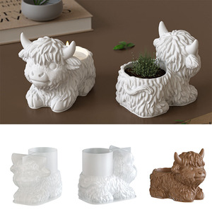 Molde de Silicona de Vaca de las Tierras Altas, Molde 3D para Macetas con Forma de Vaca, Molde para Macetas de Resina Reutilizable - Product Image 1
