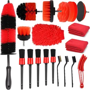Whole sell Hot Sales Detailing Brush 19Pcs Electric Drilling Brush Set For Cleaning Car Tire Rim Air Vent Auto Wash Tool