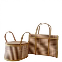 Panier en bambou pour Zongzi, gâteaux de lune, œufs et crabes – Vente en gros directe usine – Boîte cadeau rétro portable pour anniversaire et pleine lune