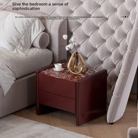 Table de chevet moderne en bois massif italien minimaliste, faite à la main, avec plateau en marbre personnalisé, meubles de chambre à coucher design