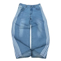 Nouveau pantalon en tissu denim personnalisé en usine pour hommes DTG pantalon à jambes droites décoration de lignes à motifs brodés pantalon à jambes larges à la mode