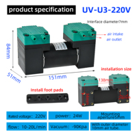 Pompe à vide à diaphragme à double tête à pression négative, petite, personnalisable en usine, 12V/24V/220V CC, 20L/min, pour l'emballage alimentaire