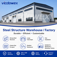 VICDOWEX Bâtiment d'atelier, garage ou hangar en structure acier industrielle pour usine de fabrication et entrepôt, structure haute résistance
