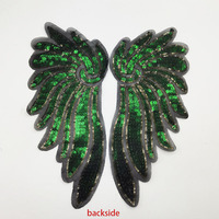 Patch brodé personnalisé à sequins colorés en forme d'ailes d'ange, grande taille, à coudre sur les vêtements