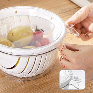 Drain <b>Basket</b> Round L With <b>Stand</b> Plastic <b>Vegetable</b> Fruit Storage Washing Kitchen Use White And Yellow - Product Image 3