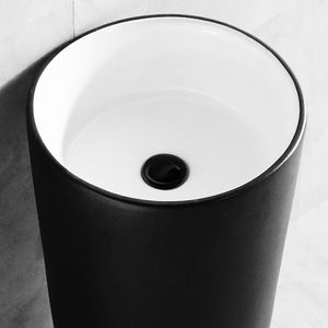 Ceramic Pedestal <b>Basin</b> <b>Round</b> Floor Standing One Piece Easy Cleaning Bathroom Sink - Product Image 4