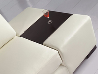 Juego de Sofás Seccionales en Forma de U con Lámpara LED de Cuero Blanco de Alta Gama BFP, Muebles Modernos para Sala de Estar, Oficina y Ocio