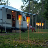 IP65 Étanche ABS Bambou Solaire Flamme Torches LED Panneau Sol Plug Pelouse Lumières Blanc Chaud Scintillement Jardin Éclairage Extérieur