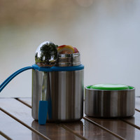 Haute Qualité En Acier Inoxydable Thermique Pot De Nourriture Réchauffeur Flacon Sans BPA Vide Boîte À Lunch PP Couvercle 400ml Capacité Conception Pliable