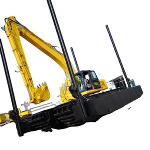 KEDA amphibious swamp buggy excavator with additional pontoons and 4pcs spud