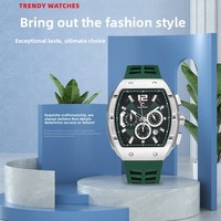 Reloj de cuarzo personalizadoLogoWaterproof para hombre, un reloj lujoso con una esfera grande y un diseño deportivo en una caja en forma de barril