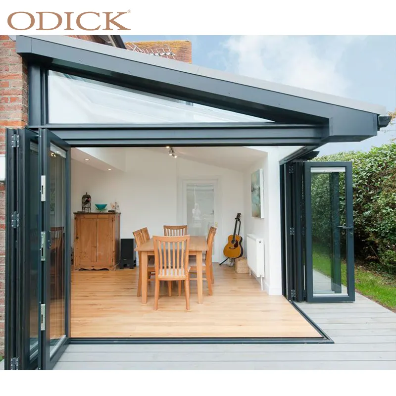 Vouwdeuren Dubbele Beglazing Slaapkamer Bifold Deuren Glas Opvouwbaar As2047 Interieur Buitendeur Gehard Aluminium Waterdicht Odick