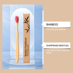 1 pièce en gros Brosse à dents en bambou biodégradable à poils souples couleur bois foncé avec étui de rangement et pochette - Product Image 4