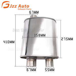 Modifiye egzoz borusu orta susturucu iç Y boru 67mm giriş 67mm + 55mm çift çıkışları evrensel 275x158mm Oval ator atör - Product Image 2