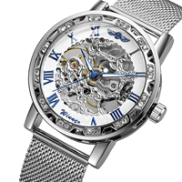 Montre Squelette Mécanique Forsining pour Homme, Marque T Winner, Vente Directe Usine, Bracelet Chaîne, Montre à Remontage Manuel Tendance pour Hommes