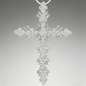Collar Clásico de Compromiso con Colgante de Cruz y Diamante CVD Cultivado en Laboratorio, Chapado en Oro de 10K/14K/18K sobre Plata Personalizada, Cadena para Suéter, Regalo VS - Product Image 2