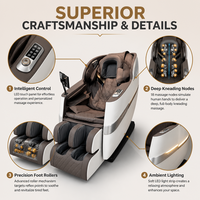 Fauteuil de massage IA de luxe, corps entier, musique HiFi, chauffage, lumière d'ambiance, cuir PU, zéro gravité, shiatsu, roulement, masseur corporel complet