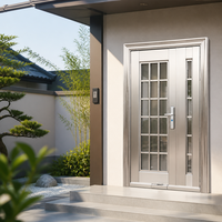 Porte d'entrée de sécurité à double battant en acier inoxydable 304 avec verre intégral – Vente en gros
