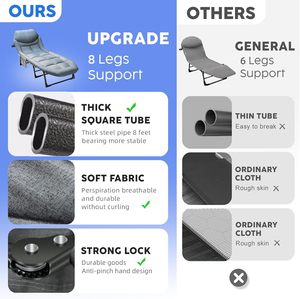 Cama de Camping Plegable con Altura Ajustable, Cama <span class=keywords><strong>para</strong></span> Adultos con Bolsa de Almacenamiento, Cama Portátil <span class=keywords><strong>para</strong></span> Viajes, Playa, Parque, Oficina, Siesta - Product Image 3