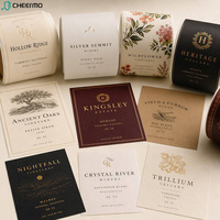 Étiquette personnalisée en feuille d'or pour bouteille de vin, autocollant de cave à vin estampé à chaud, papier texturé gaufré pour emballage de champagne rouge, vente en gros OEM