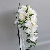 Bouquet de mariée en fleurs artificielles en soie pour exportation transfrontalière, décoration florale en cascade, fleurs à main en forme de goutte d'eau, art floral