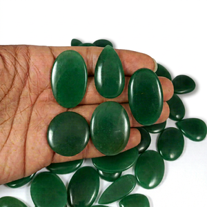 High Quality Natural Green Aventurine Cabochon Smooth Oval Mix Shape Loose Gemstone for Jewelry Making Wholesale Gems Radha Arts - Product Image 1