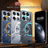 Smartphone 5G GT20 Pro 7,3 pouces Android 14 Écran HD grand format Processeur Deca Core Charge rapide 65W pour le jeu