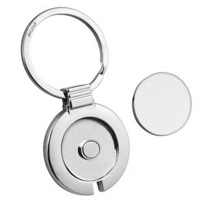 Portachiavi in lega con porta monete per carrello, stampa UV e offset, moschettone in acciaio inossidabile - Product Image 2